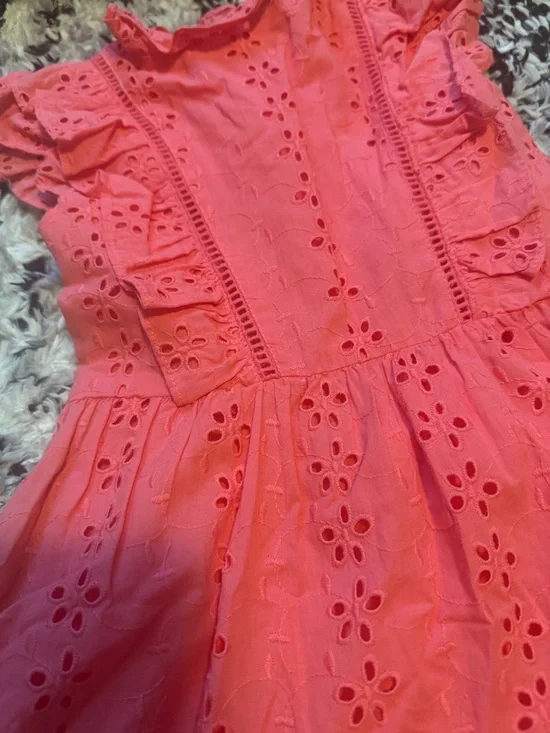 Janie and Jack Coral Eyelet Ruffle Dress - Picture 2 of 4